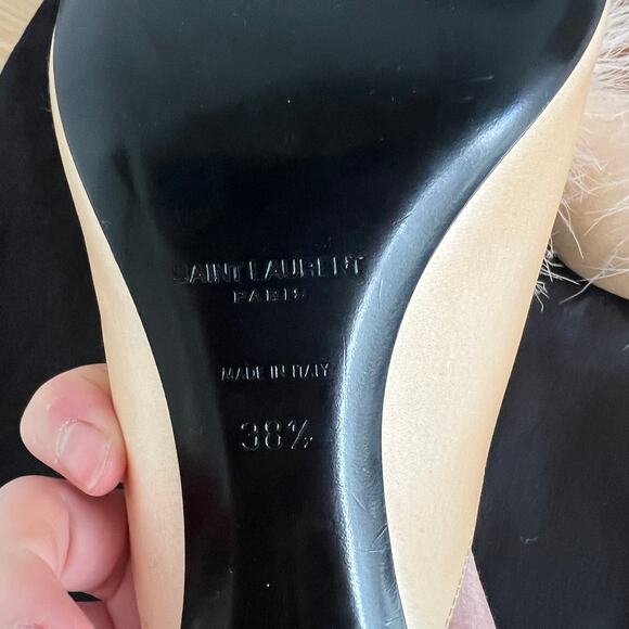 Saint Laurent Mae Mules in Crepe Satin With Feathers Size size 8.5 - Picture 6 of 9